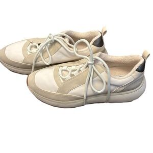 White/Cream Suede/Nylon Sneakers - Size 9
